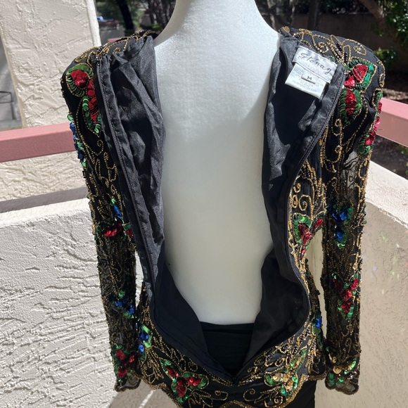 Fairycore Beaded Top | Vintage STENAY | 1980s Silk Sequin Blouse - Picture 10 of 14